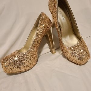 Sequin Gold Pumps